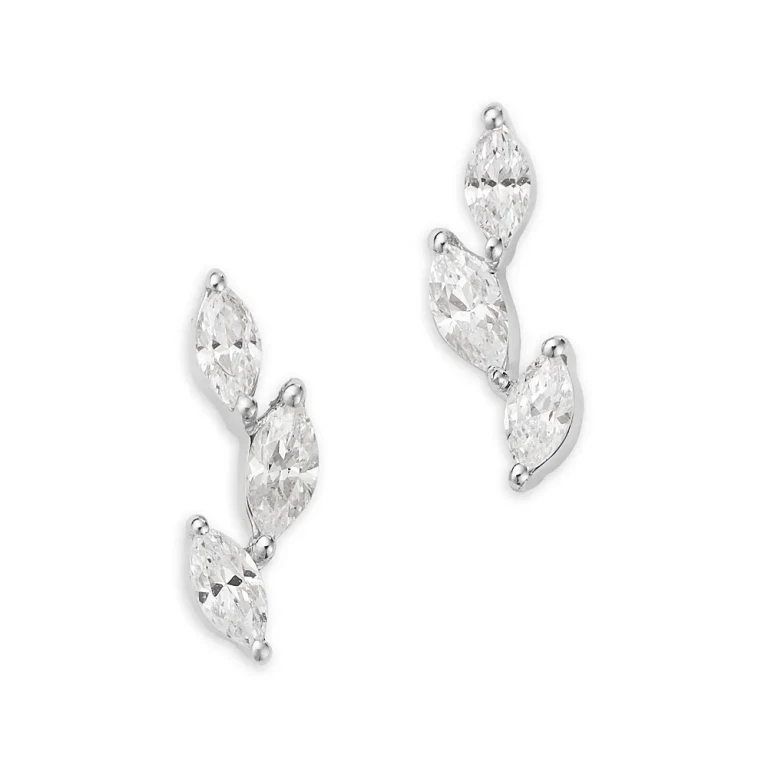Diamond Marquis Cut Stud Earrings in 14K White Gold, 0.25 tcw
