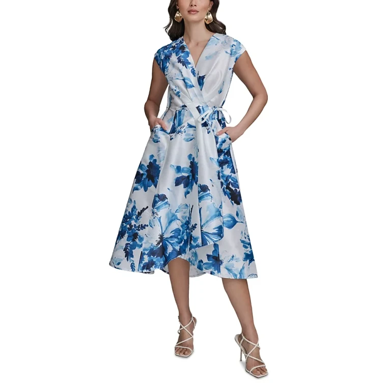 Donna Karan Floral Print A Line Dress