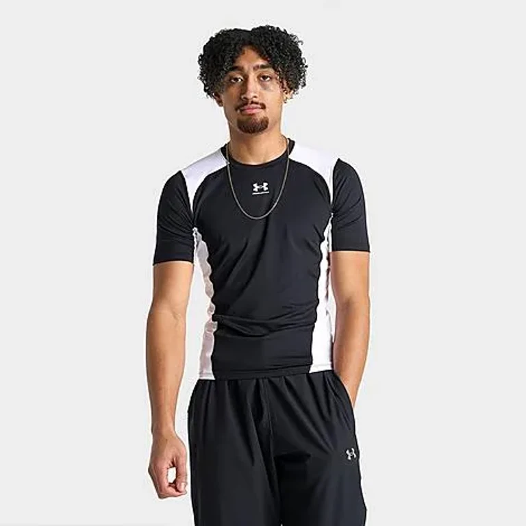 Under Armour Men's HeatGear Colorblock Training Top in Black/White Size: Small