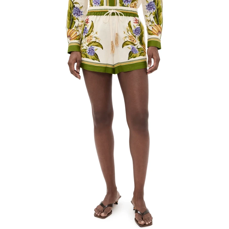 FARM Rio Tropical Linen Shorts Tropical Scarf Sand XL