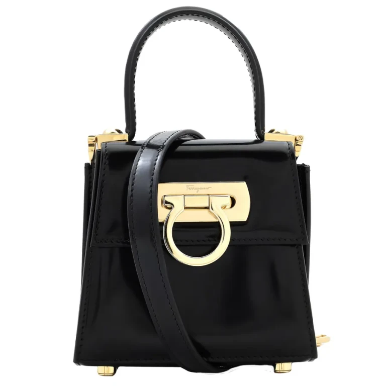 Ferragamo Ladies Black Micro Iconic Top Handle Bag