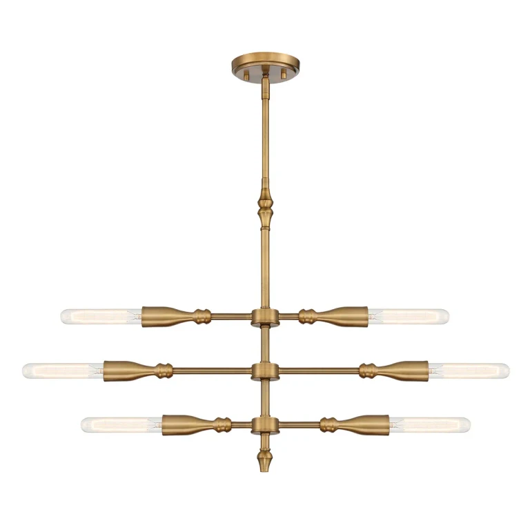 Old Satin Brass Six Light Island Pendant from the Louise Collection