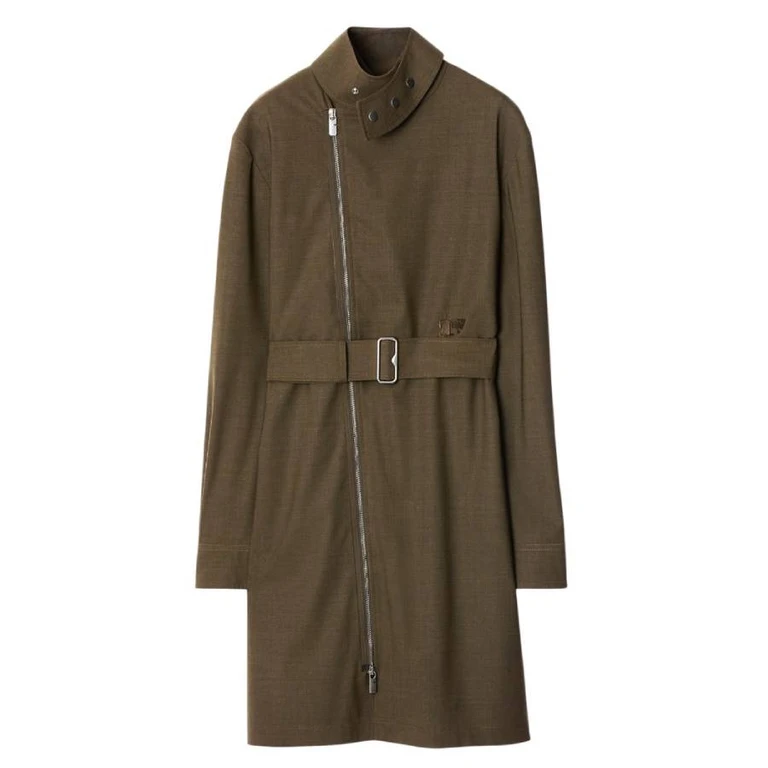Burberry Stretch Wool Belted Zip Dress