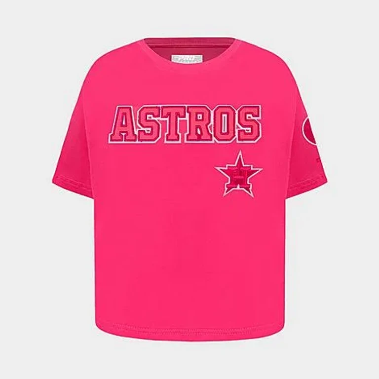 Pro Standard Girls' Big Kids Houston Astros MLB Boxy T-Shirt in Beetroot Purple Size: Small