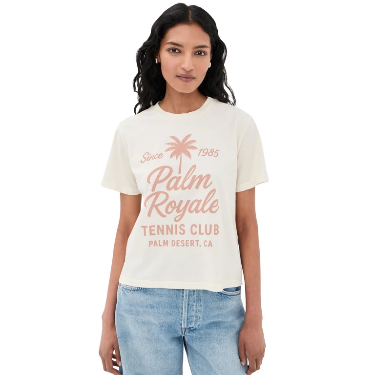 Sunny Somewhere Palm Royale Tennis Everyday Tee Off White S
