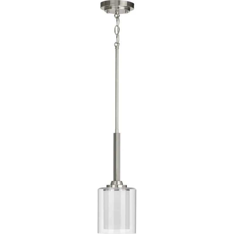 Brushed Nickel One Light Mini Pendant from the Kene Collection