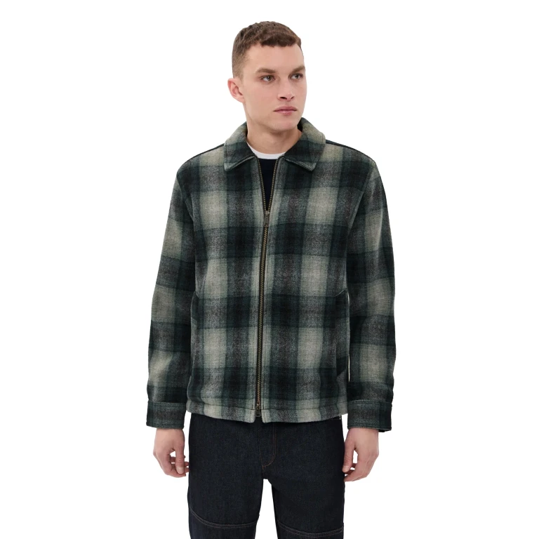 Taylor Stitch The Waterfront Boiled Wool Jacket Evergreen Plaid 40