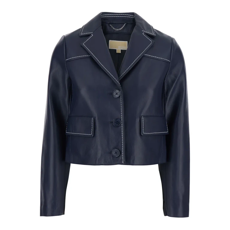 MICHAEL Michael Kors Blue Jacket With Notched Revers And Contrast Stitching For Women
