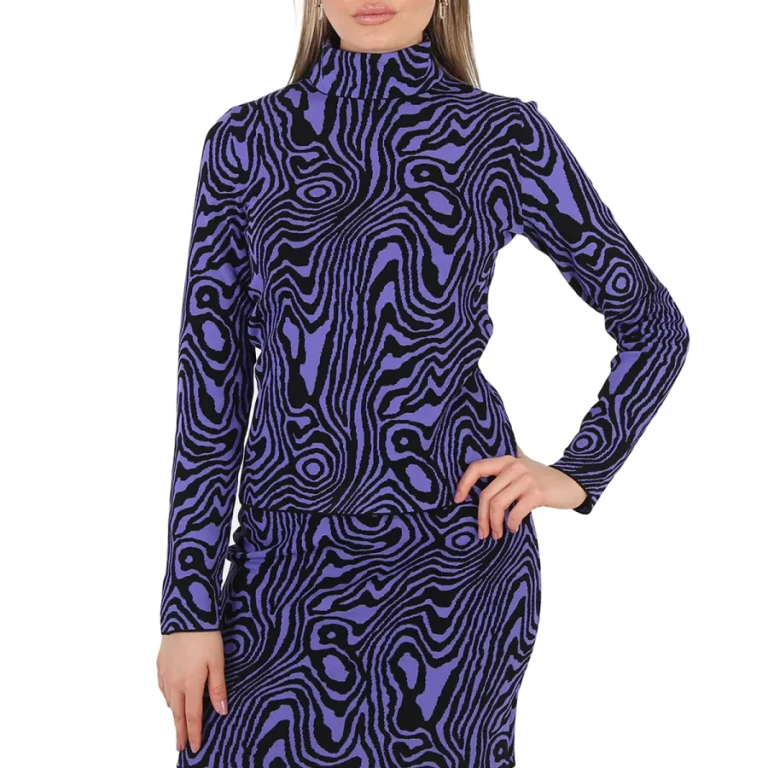 Moschino Ladies Moire-Effect Funnel-Neck Jumper