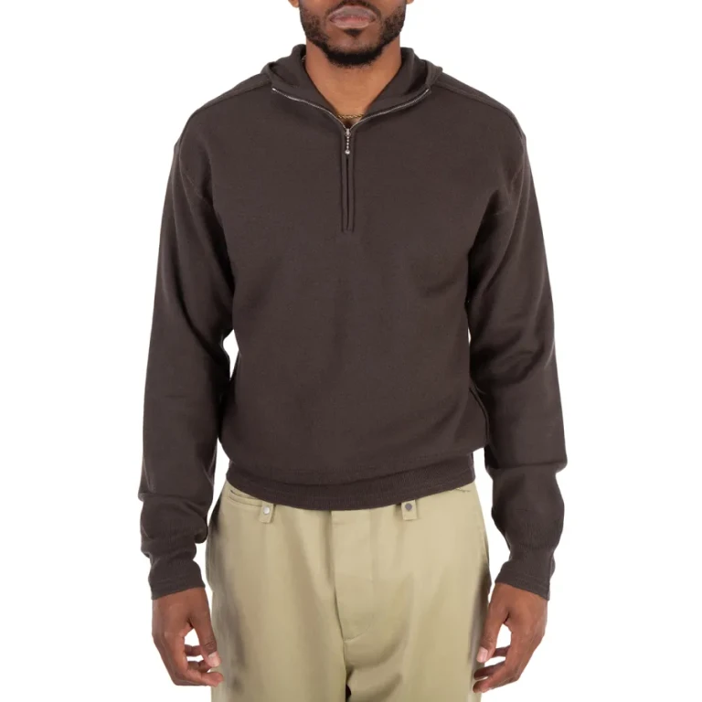 Burberry Half-Zip Wool Hooded Sweatshirt