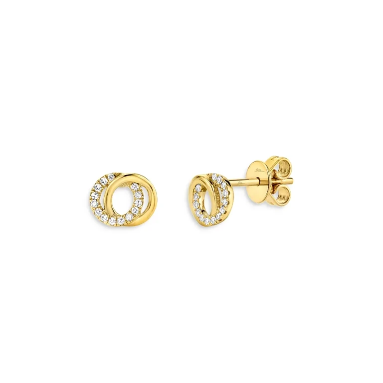 14K Yellow Gold Diamond Knot Stud Earrings - Exclusive