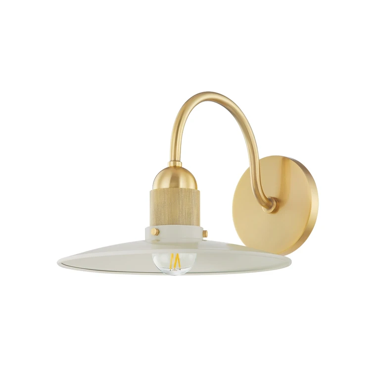 Aged Brass Soft Cream One Light Wall Sconce from the Leanna Collection