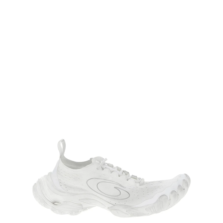 White Polyester Athletic Sneakers - Men