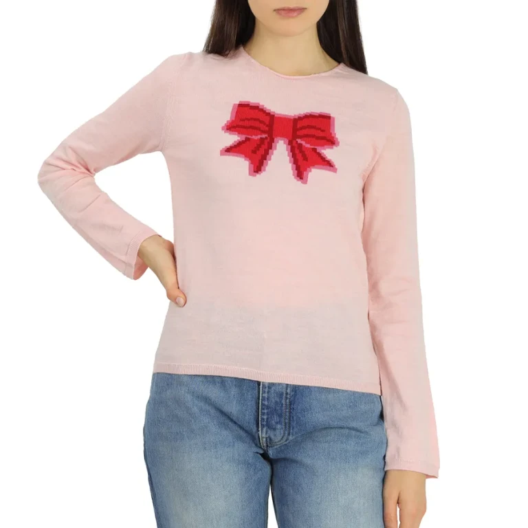 Comme Des Garcons Girl Long Sleeve Bow Embroidered Sweater