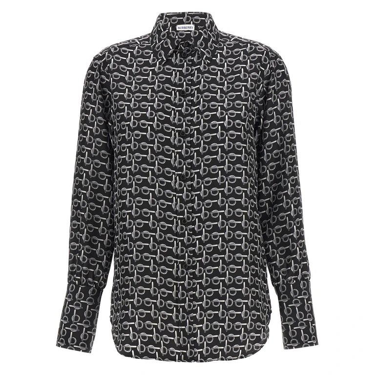 Burberry B shirt Black Silk Shirt, Blouse - Women