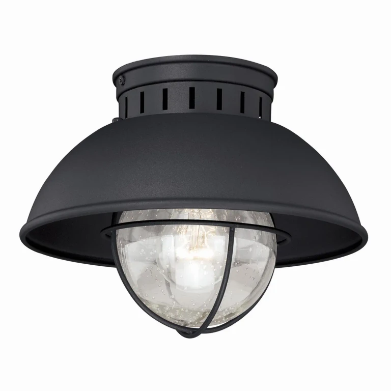Textured Black One Light Outdoor Flush Mount from the Harwich Collection