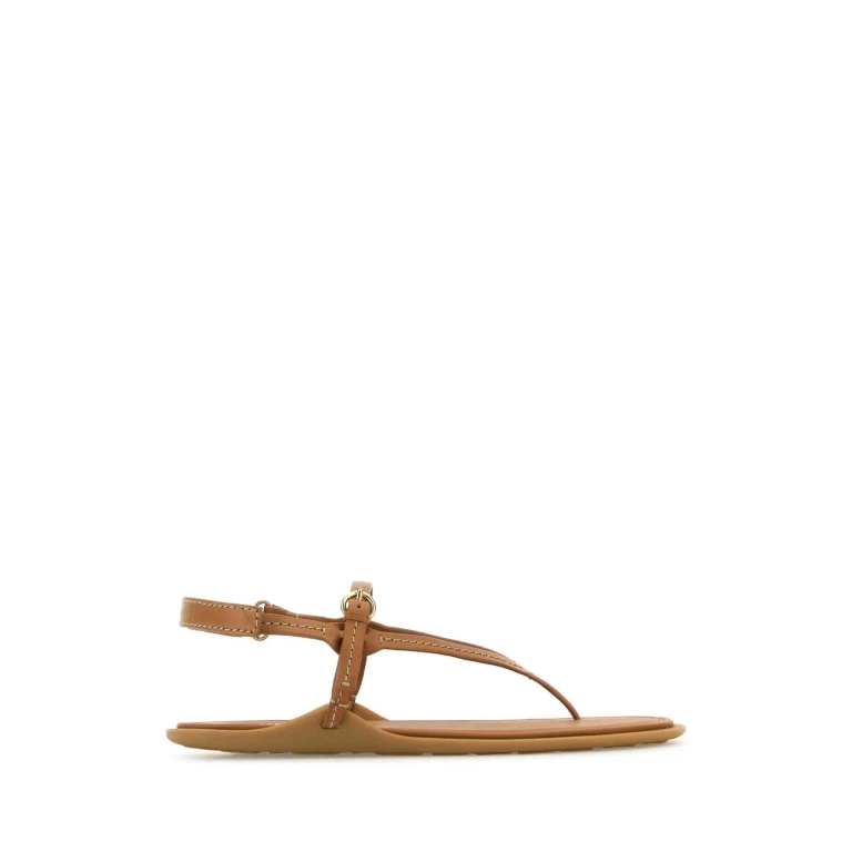 Miu Miu Camel Leather Thong Sandals