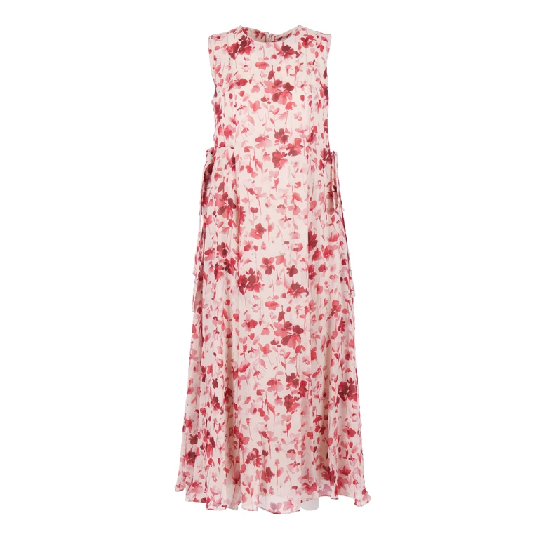 S Max Mara DRESS Pink Ramie Lining Cotton Midi - Women