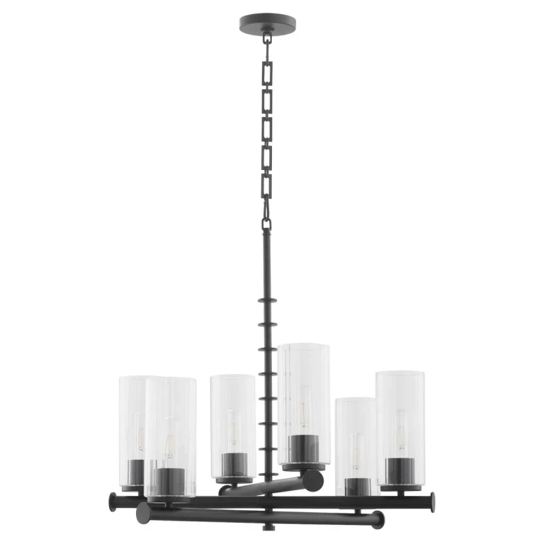 Matte Black Six Light Chandelier from the Juniper Collection