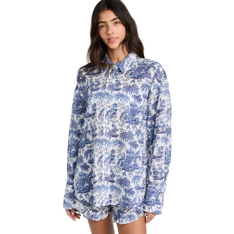 Top STAUD Colton Azul Toile