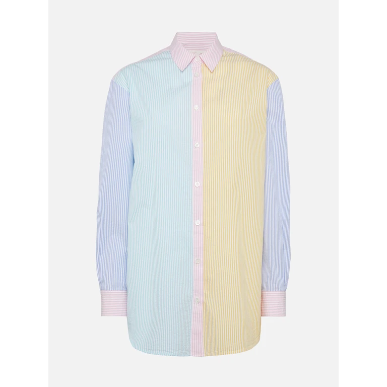 Mc2 Saint Barth Brigitte Striped-Print Seersucker Shirt With Saint Barth Embroidery - Women