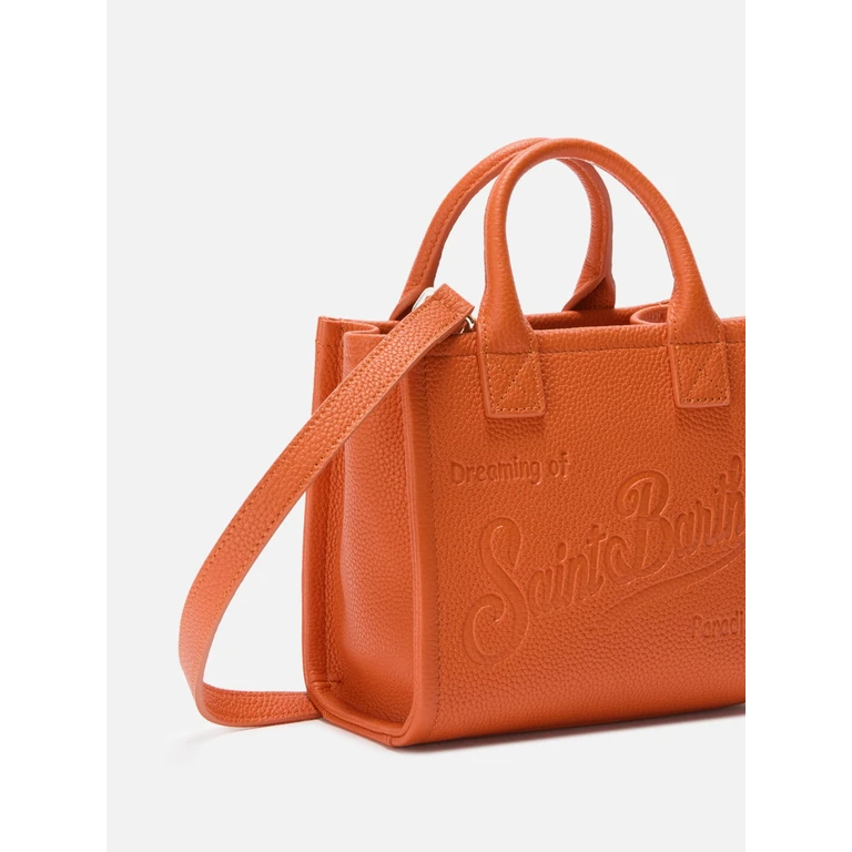 Mc2 Saint Barth Vanity Bag Mini Shoulder Orange Hammered Leather - Unisex