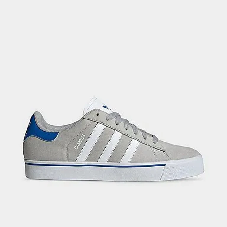 adidas Men's Originals Campus Vulcanized Casual Shoes in Grey/White/Blue Size: 4.0