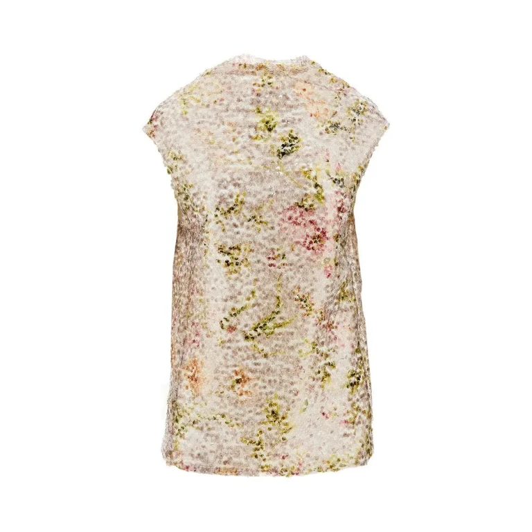 Top Alberta Ferretti com estampa floral e lantejoulas