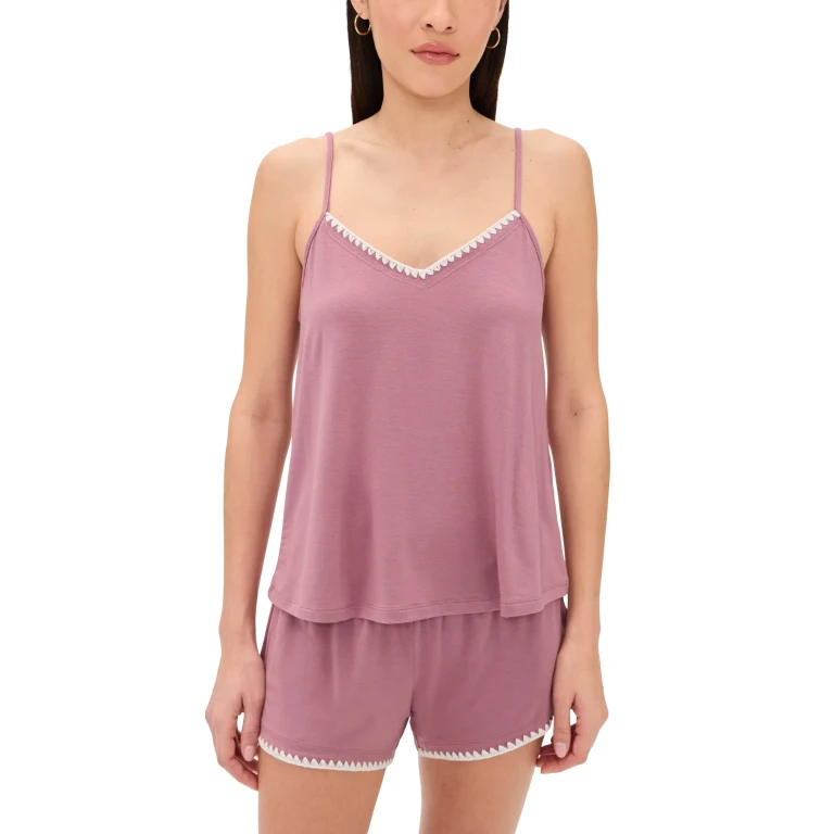 Eberjey Frida - The Whip Stitch Cami & Short Set Navy/Ivory L