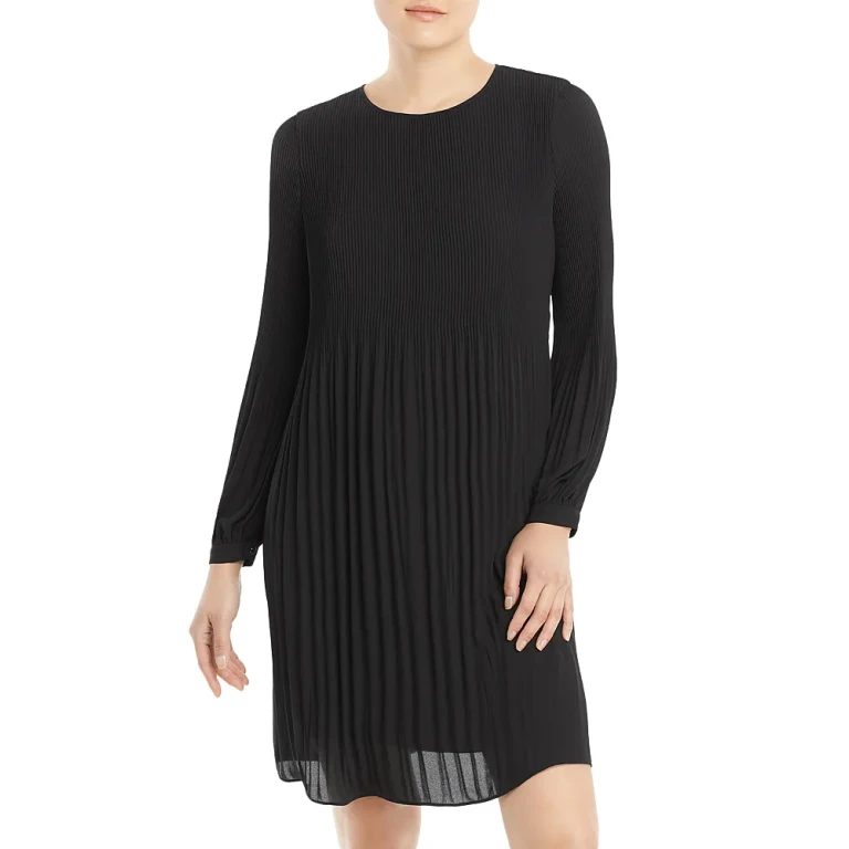 T Tahari Georgette Micro Pleated Flare Dress