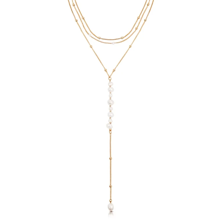 Ettika Coastal Cultured Freshwater Pearl Layered Lariat Necklace, 12.5-17.5