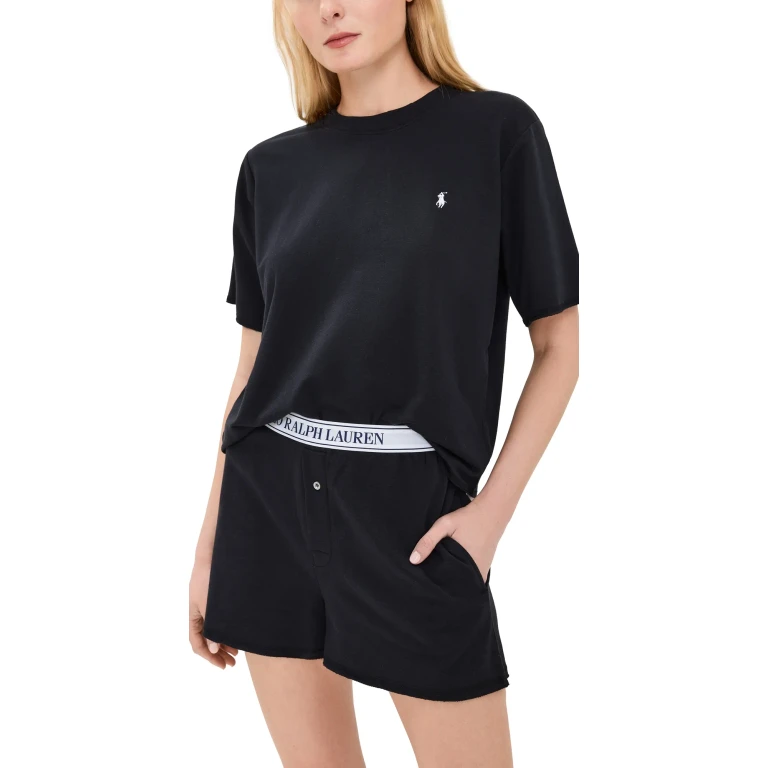 Polo Ralph Lauren French Terry Short Sleeve Pajama Set Heather Grey M