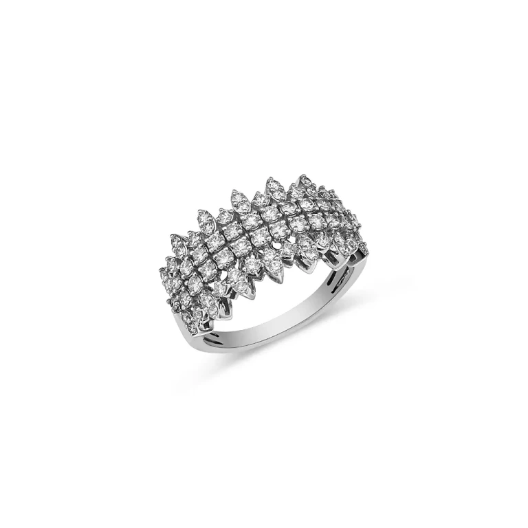 Diamond Multirow Statement Band in 14K White Gold 1.0 tcw