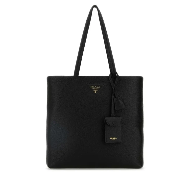 Black Leather Shopping Bag