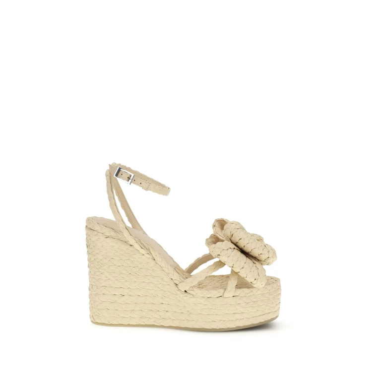 Mach & Mach Le Cadeau Raffia Wedge Sandals