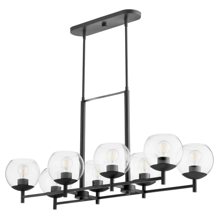 Matte Black Eight Light Chandelier from the Lyon Collection