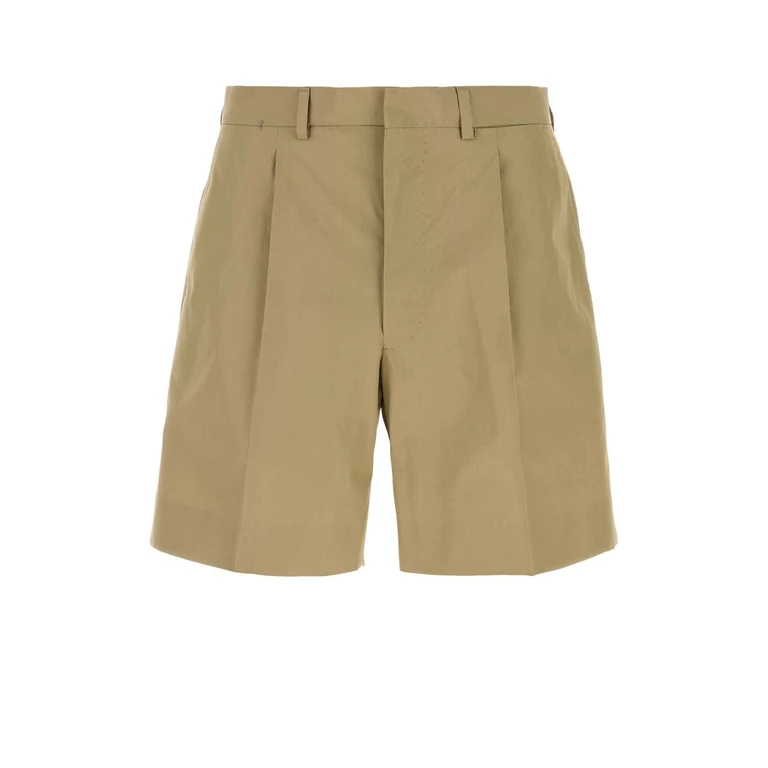 Prada Khaki Poplin Bermuda Shorts Mastice Exterior: Cotton - Men