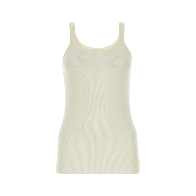 Bottega Veneta Ivory Wool Tank Top White Exterior: T-shirt - Women