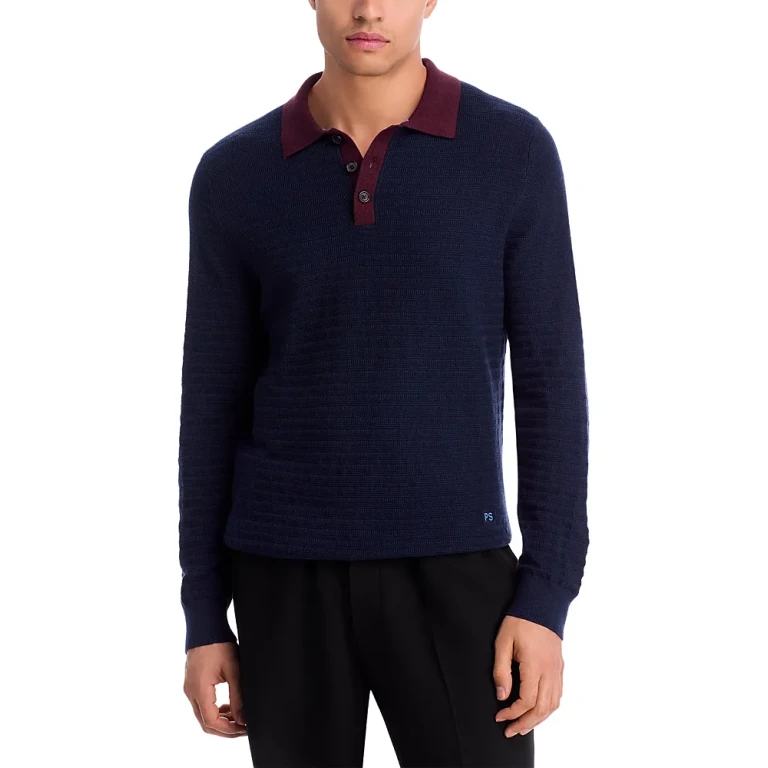 Ps Paul Smith Long Sleeve Textured Polo Shirt