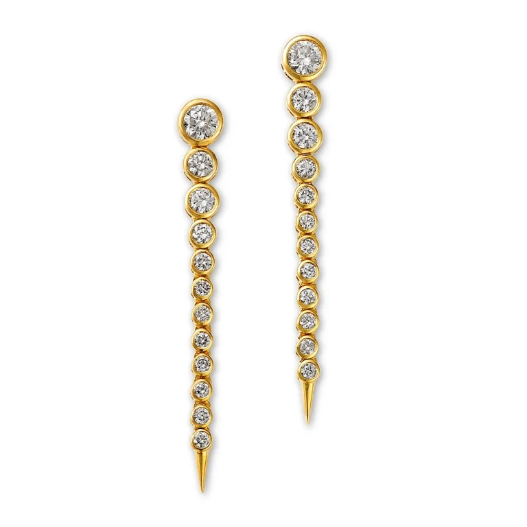 Diamond Linear Drop Earrings in 14K Yellow Gold, 0.77 tcw