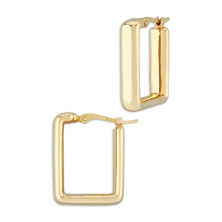 Small Square Hoop Earrings in 14K Yellow Gold