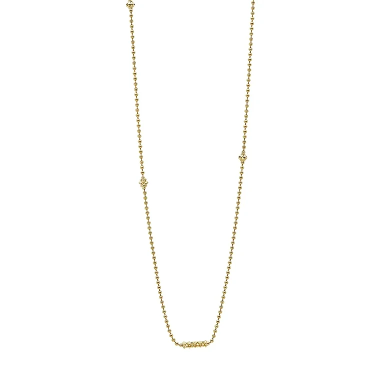 Lagos Caviar Gold Collection 18K Gold Beaded Station Necklace, 16