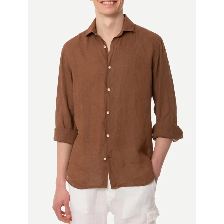 MC2 Saint Barth Pamplona Brown Linen Shirt