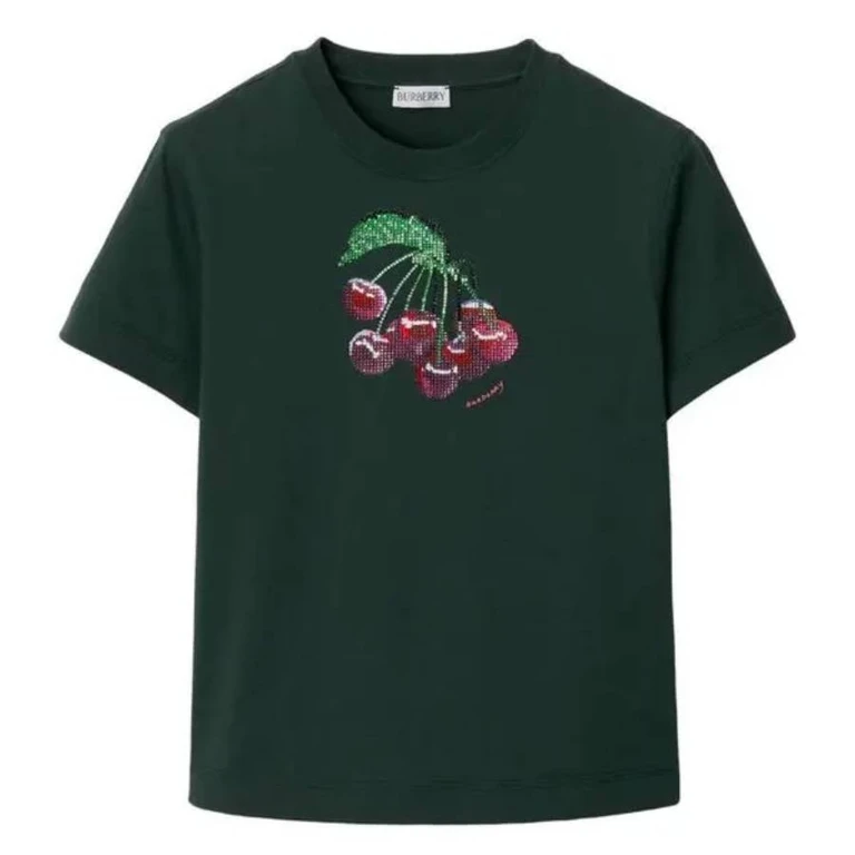 Burberry Crystal-Embellished Cherry Cotton T-Shirt