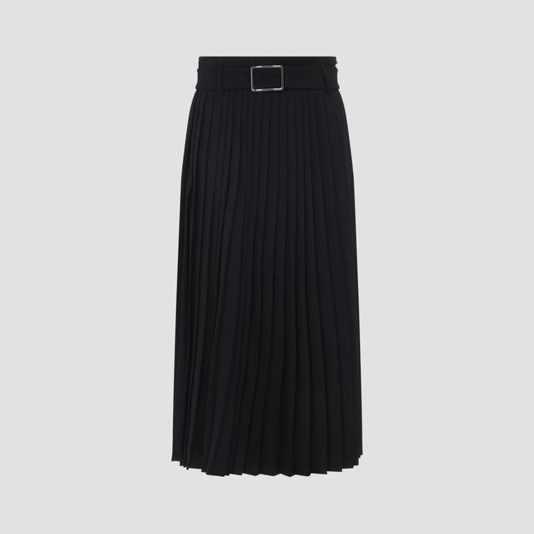 Sportmax Panteon Midi Skirt Black Virgin Wool Polyester - Women