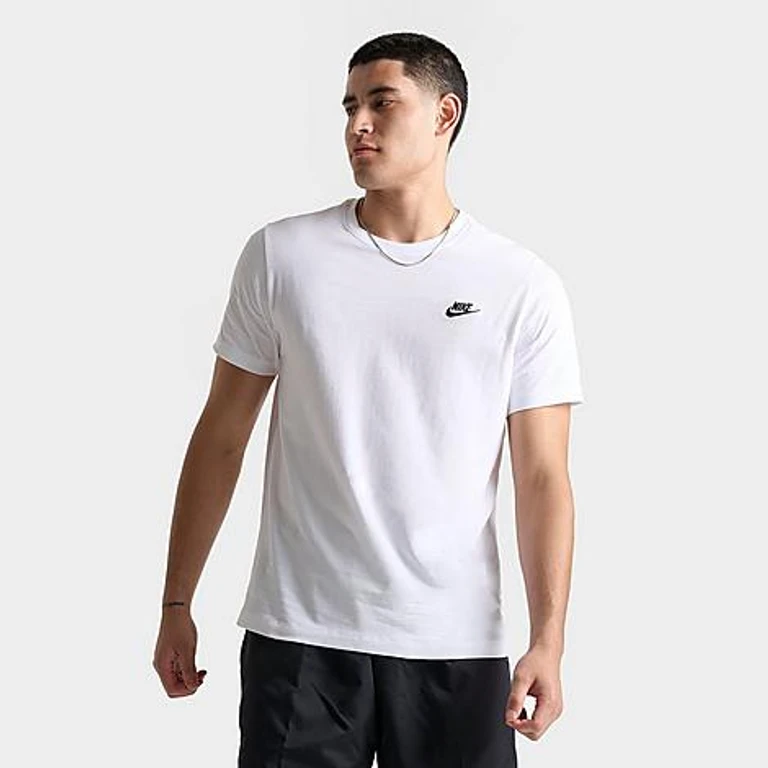 Nike Sportswear Club T-Shirt in White/Black Size: Small