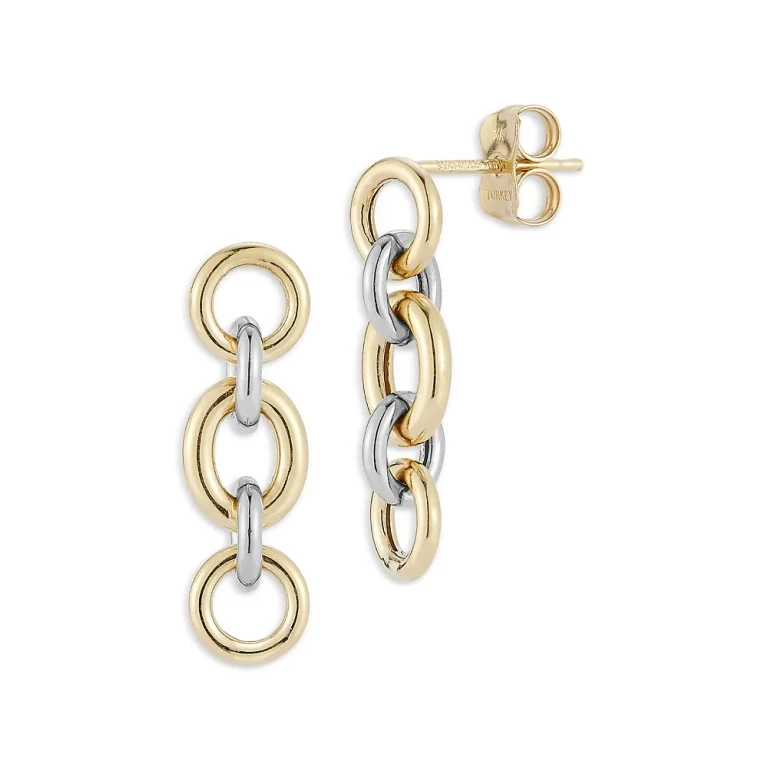 Alberto Amati 14K White & Yellow Chain Link Drop Earrings