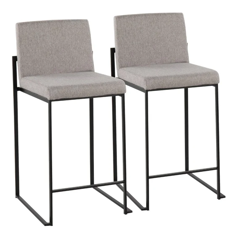 Fuji Black and Light Gray Counter Height Stool, Set of 2