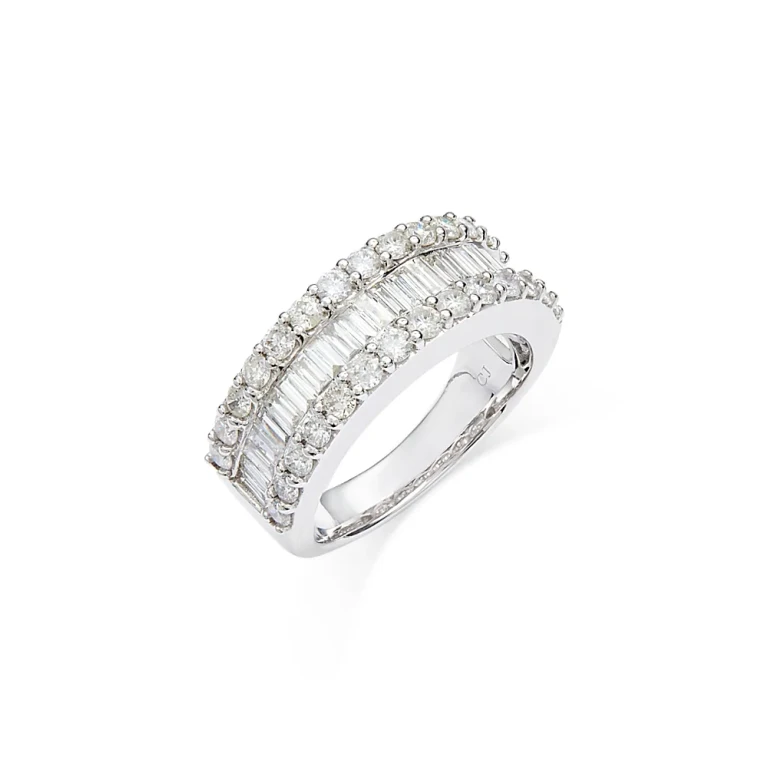 Diamond Baguette & Round Band in 14K White Gold, 2.15 tcw