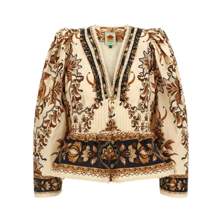 Farm Rio Floral Lace-trim Shirt